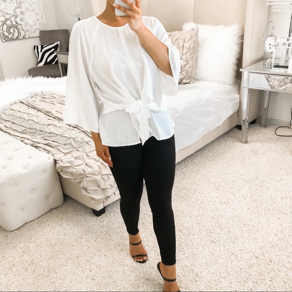 Topshop Tops - Top Shop slouchy knot front bell sleeve top